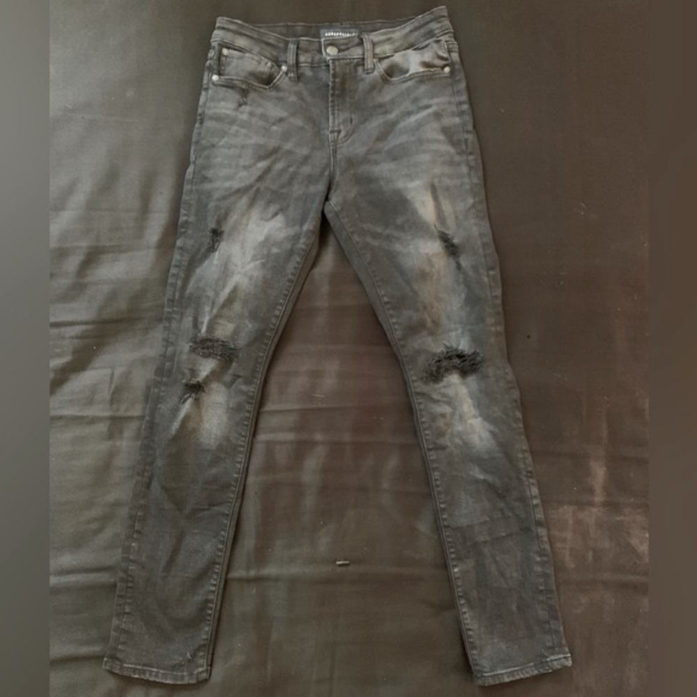 Aeropostale Skinny Distress Black Jeans With Rips